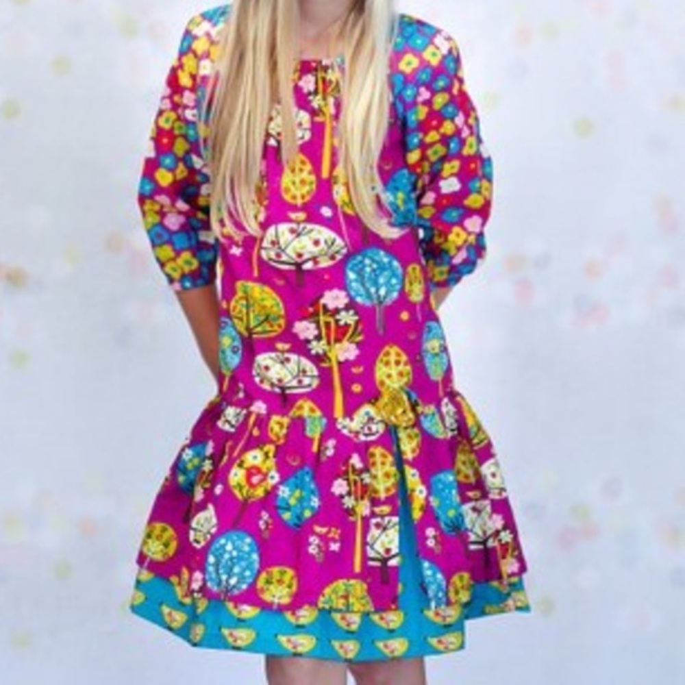Jelly the Pug - Floral long sleeve dress